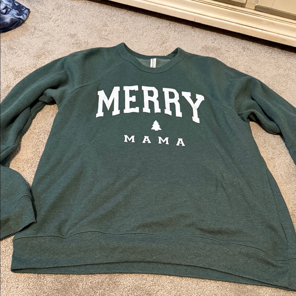 Bella Canvas Forest Green 'Merry Mama' Sweatshirt